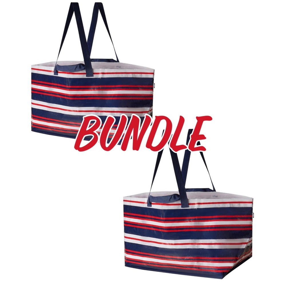 IKEA Striped Tote Bags - Red, White, and Blue